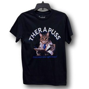 Funny Therapist Cat "Therapuss" Graphic T-Shirt - Size Small - NWT